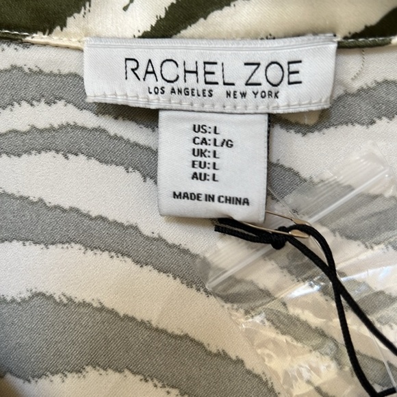 Rachel Zoe Green /ivory combo large front button short top, NWT. - Picture 4 of 7